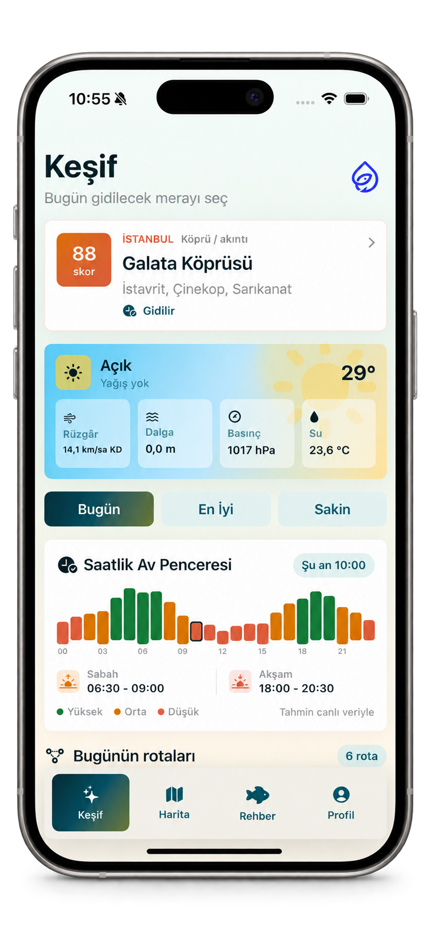 MERA keşif ekranını gösteren telefon